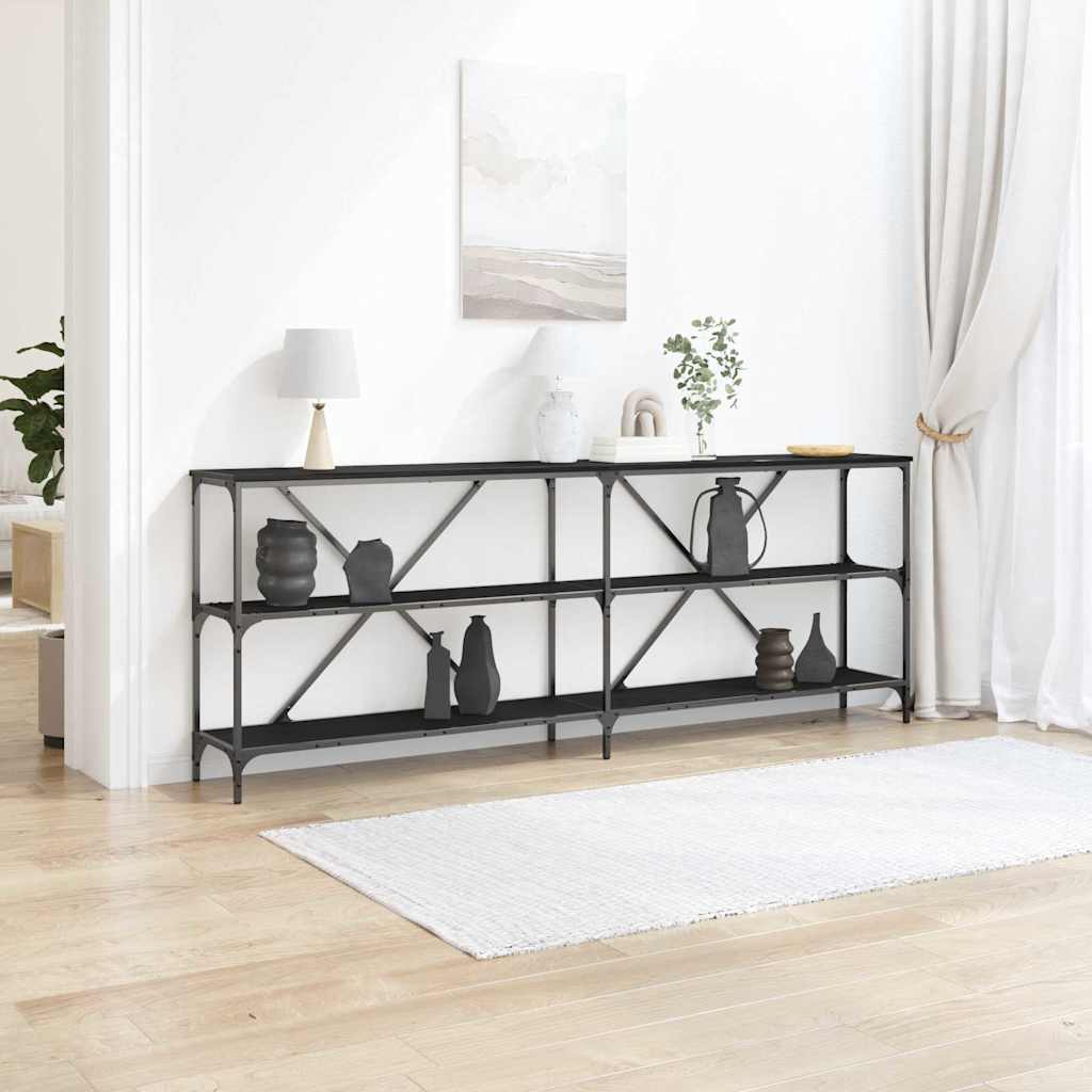 Console Table with Shelf Black 200 x 30 x 75 cm Engineered Wood