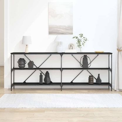 Console Table with Shelf Black 200 x 30 x 75 cm Engineered Wood