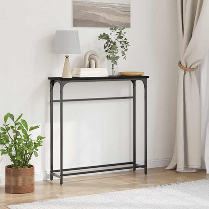 Console Table with Shelf Black oak 75 x 19.5 x 75 cm