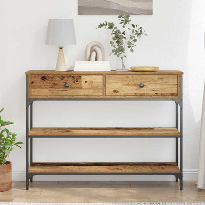 Console Table with Drawer with Shelf Old wood 100 x 25 x 75 cm