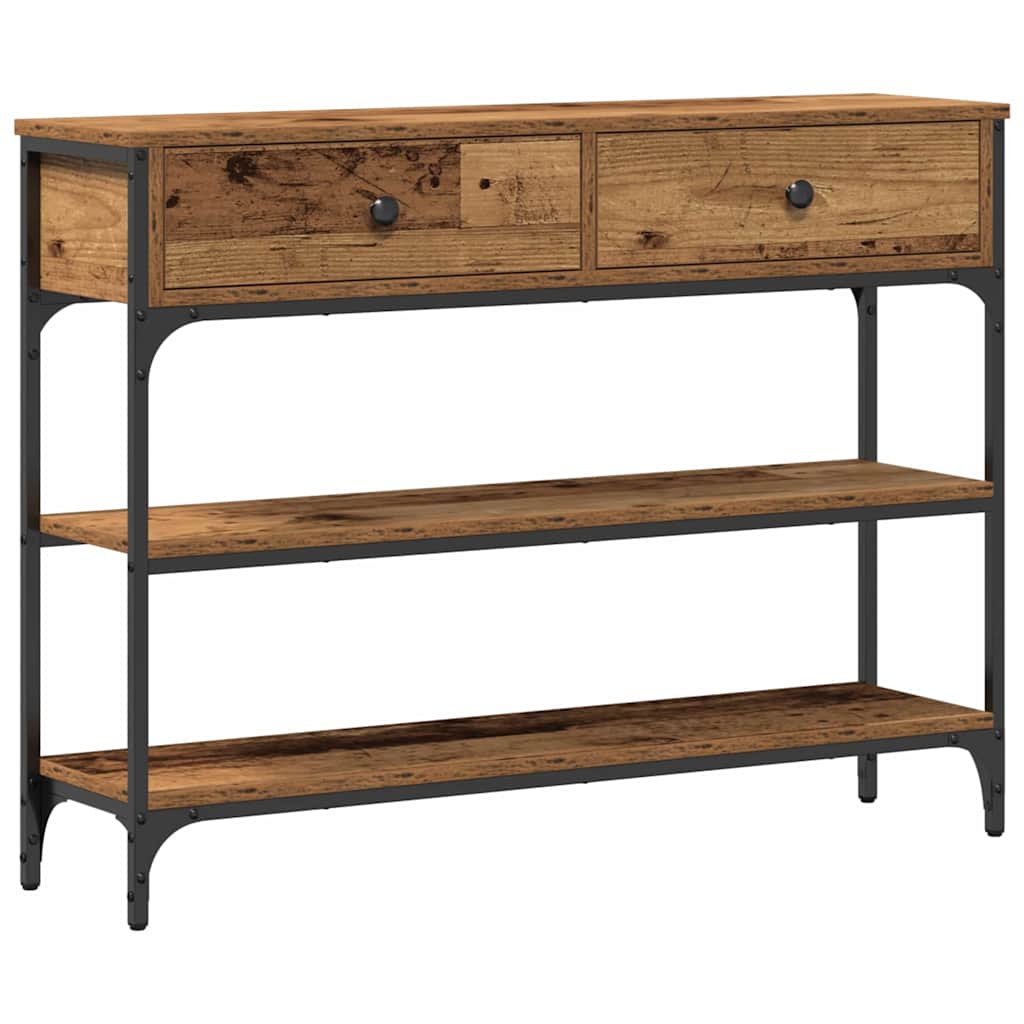 Console Table with Drawer with Shelf Old wood 100 x 25 x 75 cm