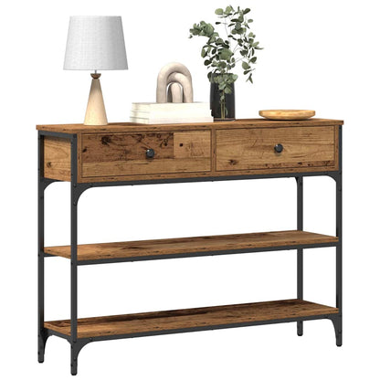 Console Table with Drawer with Shelf Old wood 100 x 25 x 75 cm