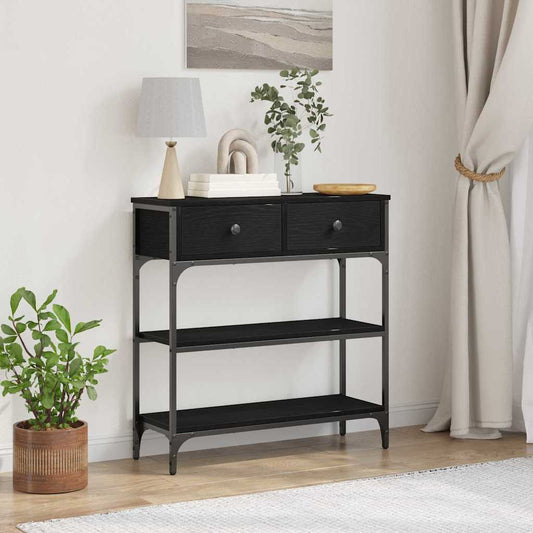 Console Table with Drawer Black oak 72.5 x 25 x 75 cm
