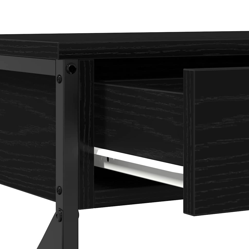 Console Table with Drawer with Shelf Black oak 100 x 28 x 75 cm