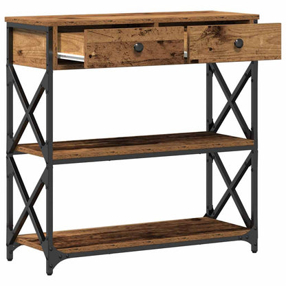 Console Table with Drawer with Shelf Old wood 75 x 28 x 75 cm