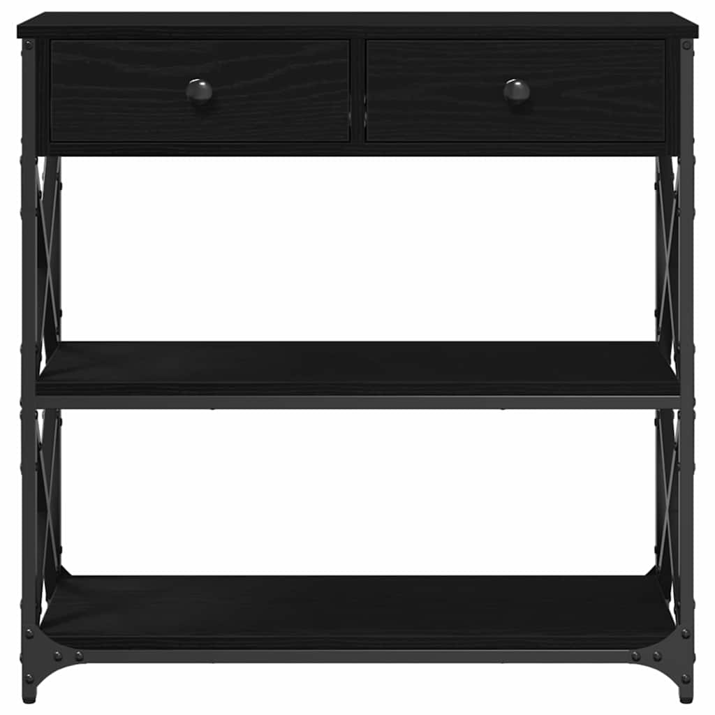 Console Table with Drawer with Shelf Black oak 75 x 28 x 75 cm