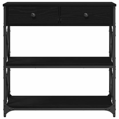 Console Table with Drawer with Shelf Black oak 75 x 28 x 75 cm