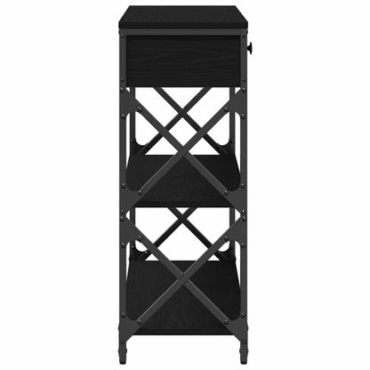 Console Table with Drawer with Shelf Black oak 75 x 28 x 75 cm