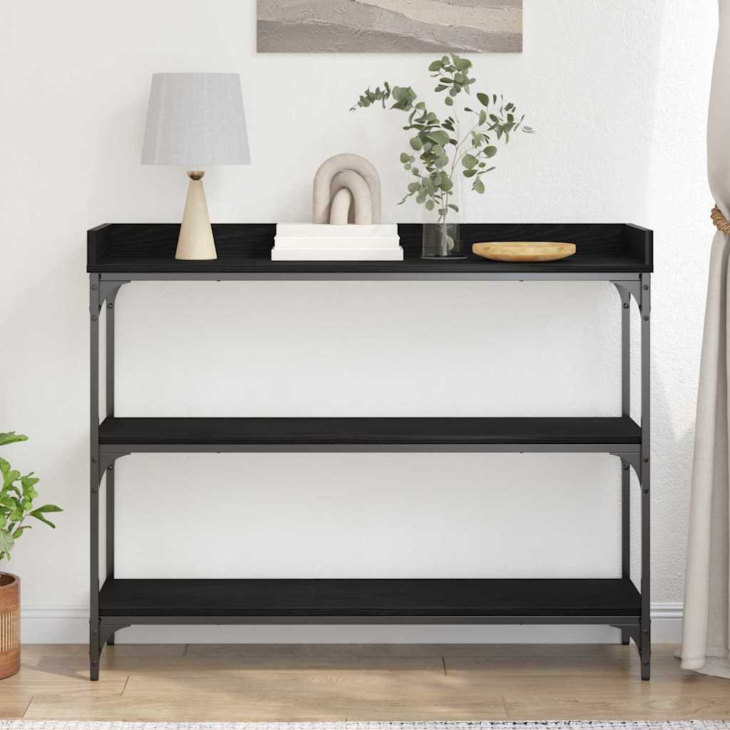 Console Table with Shelf Black oak 100 x 30 x 80 cm