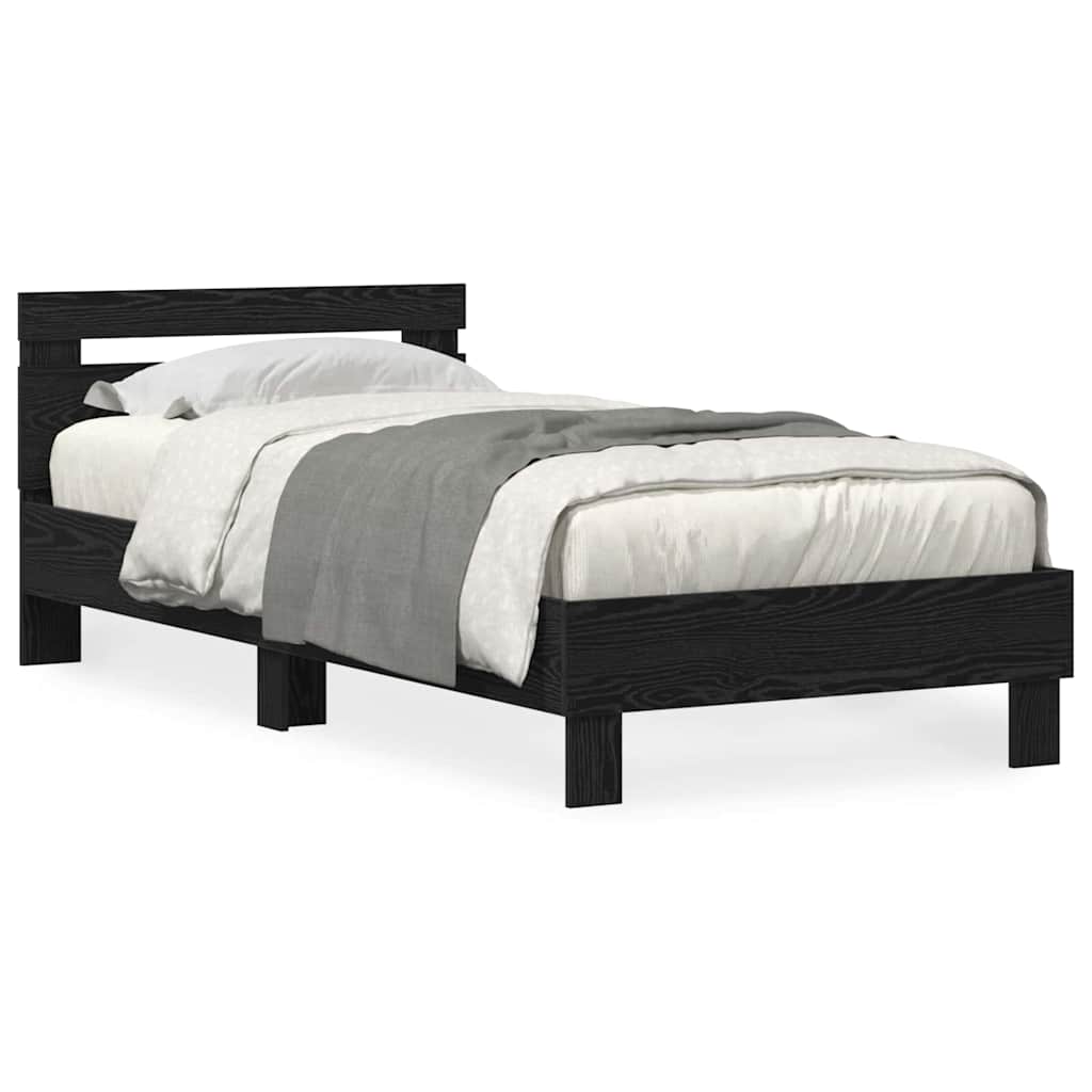 Bed Frame Black oak 90 x 190 cm Engineered wood