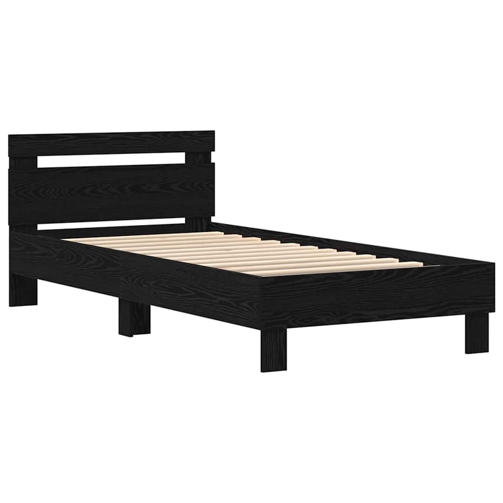 Bed Frame Black oak 90 x 190 cm Engineered wood