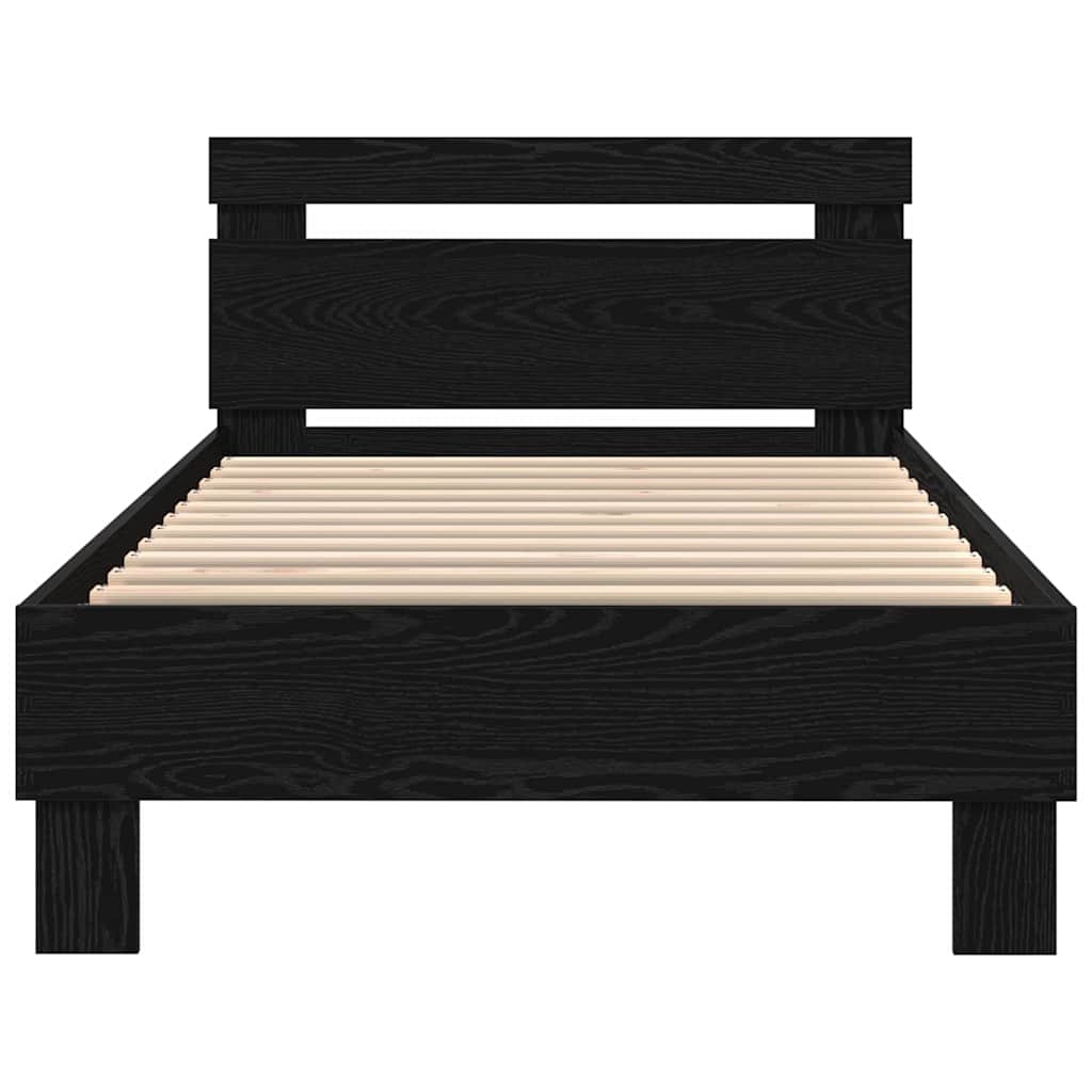Bed Frame Black oak 90 x 190 cm Engineered wood