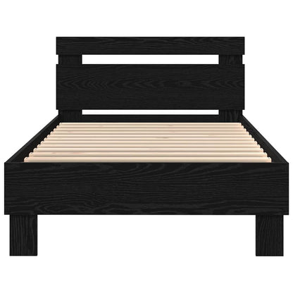Bed Frame Black oak 75 x 190 cm Engineered wood