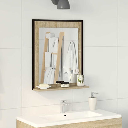 Bathroom Mirror Black 50 x 12 x 60 cm Glass and Engineered Wood