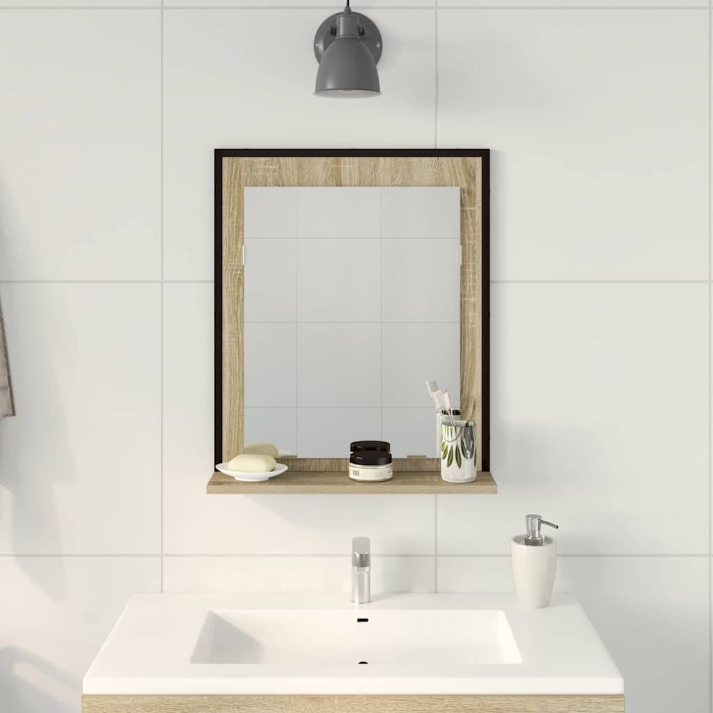 Bathroom Mirror Black 50 x 12 x 60 cm Glass and Engineered Wood