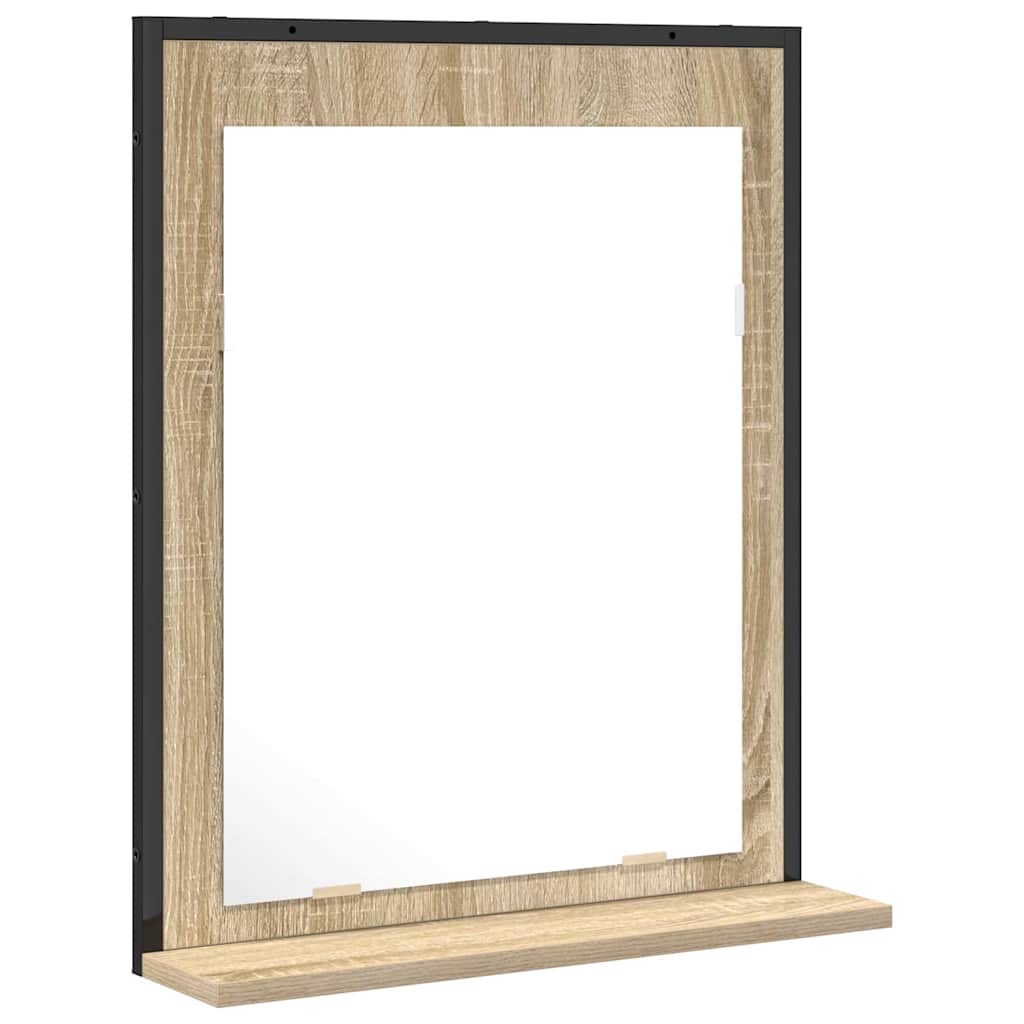 Bathroom Mirror Black 50 x 12 x 60 cm Glass and Engineered Wood