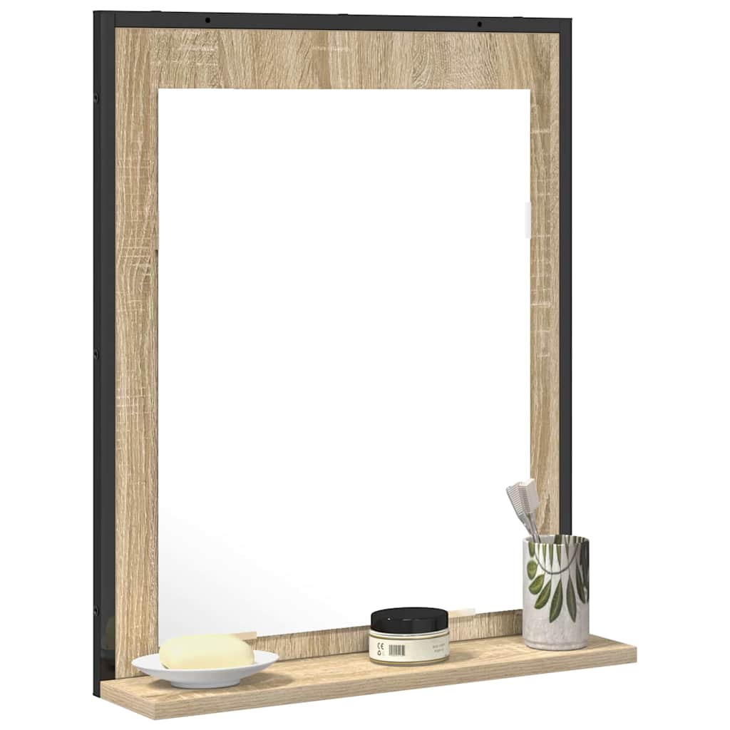Bathroom Mirror Black 50 x 12 x 60 cm Glass and Engineered Wood