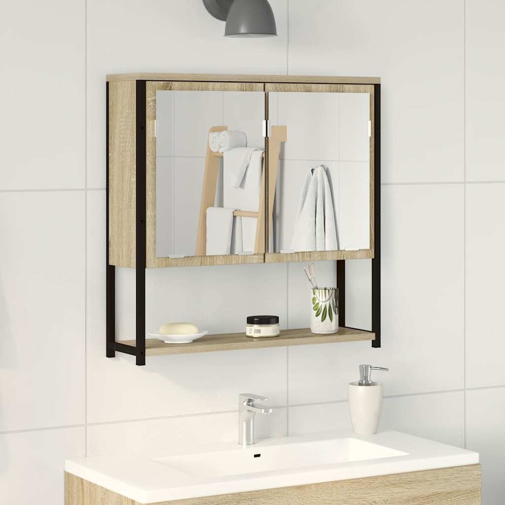 Bathroom Mirror Beige 60 x 16 x 60 cm Glass and Engineered Wood