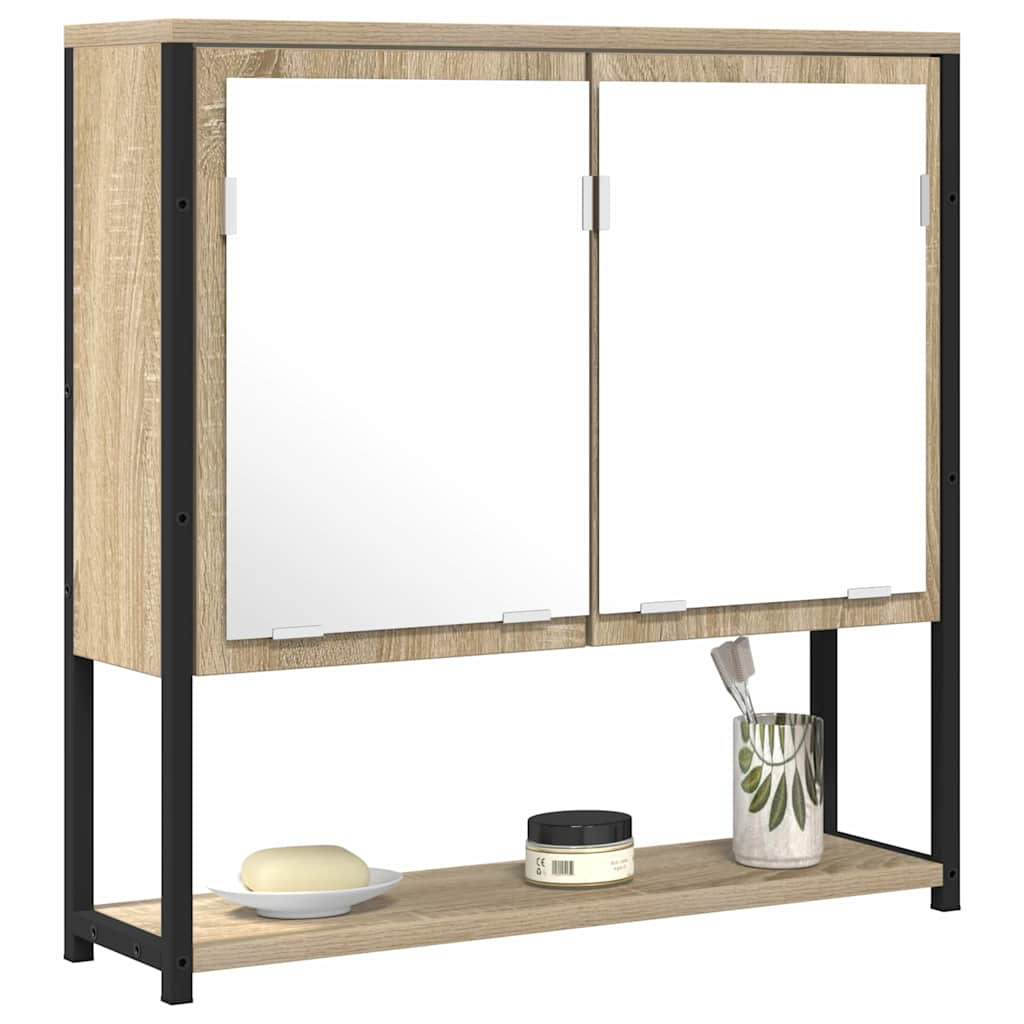 Bathroom Mirror Beige 60 x 16 x 60 cm Glass and Engineered Wood