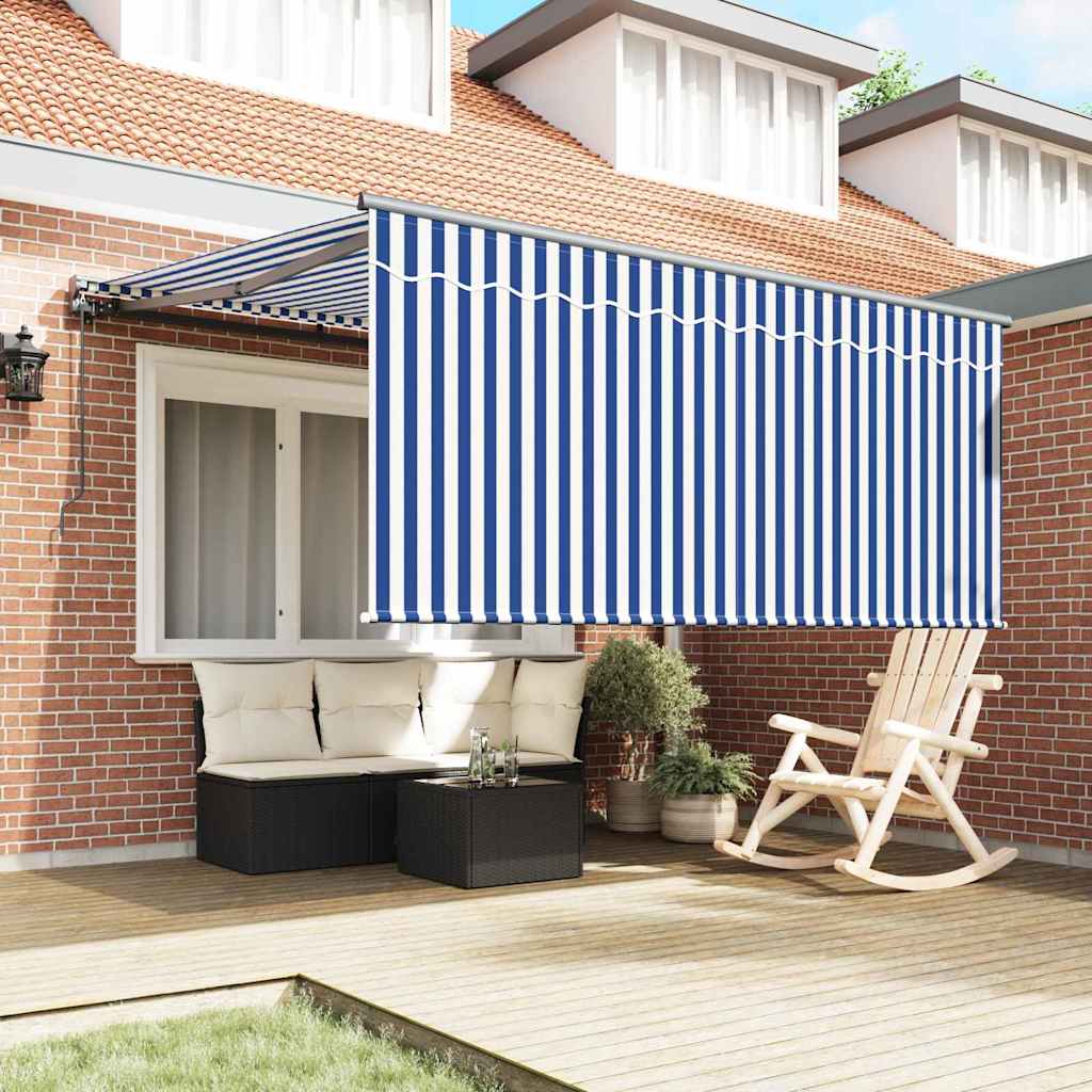 Retractable Awning Blue and white 300 x 250 cm Fabric