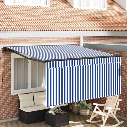 Retractable Awning Blue and white 300 x 250 cm Fabric