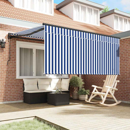 Retractable Awning Blue and white 300 x 250 cm Fabric
