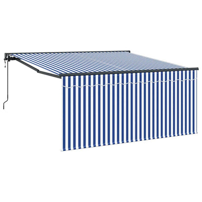 Retractable Awning Blue and white 300 x 250 cm Fabric