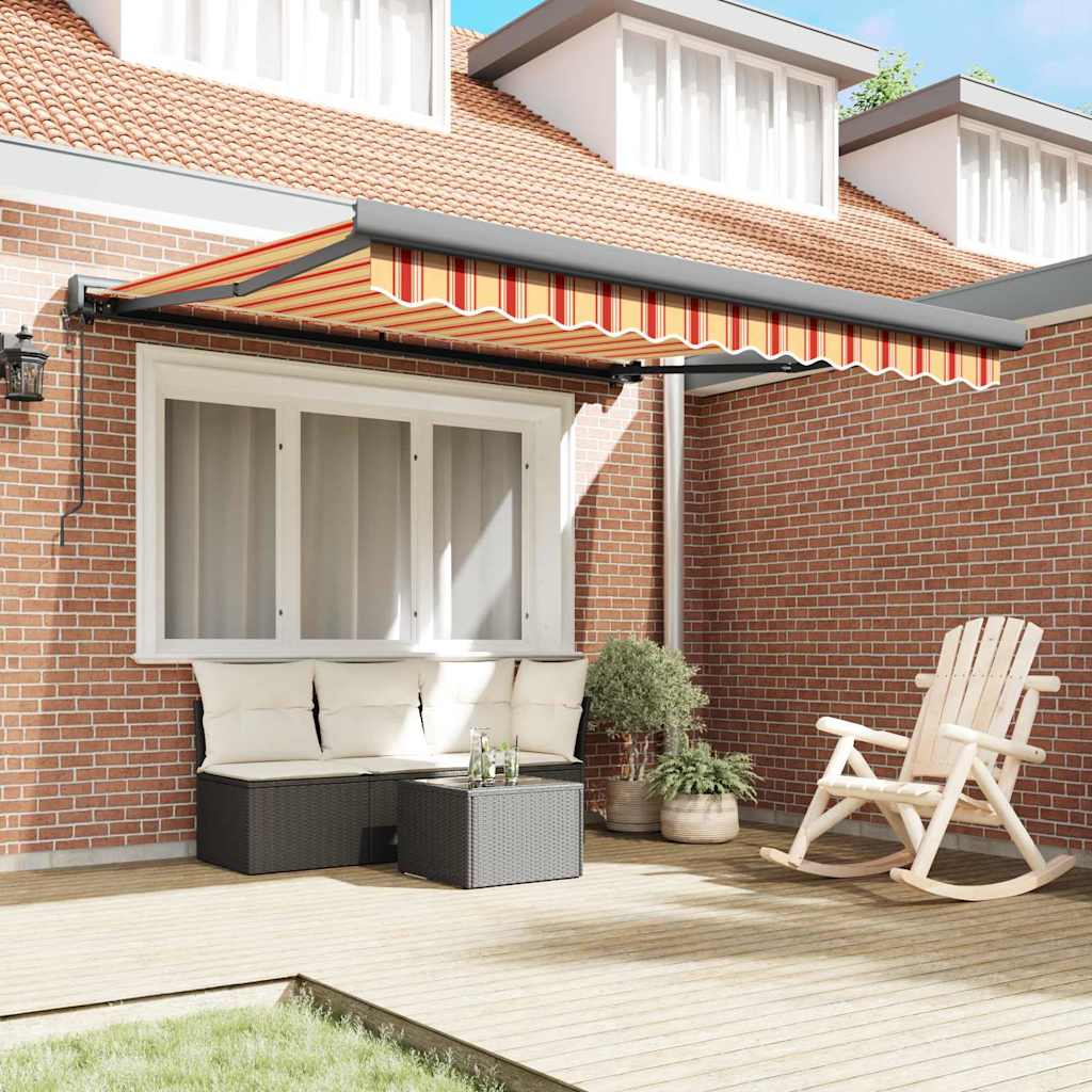 Retractable Awning Manual Yellow and orange 300 x 250 cm