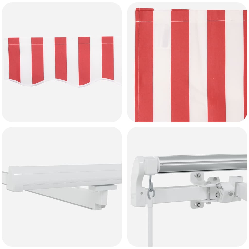 Retractable Awning with Red and white 300 x 250 cm Fabric