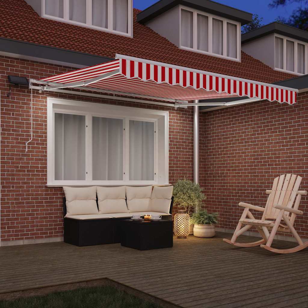 Retractable Awning with Red and white 300 x 250 cm Fabric