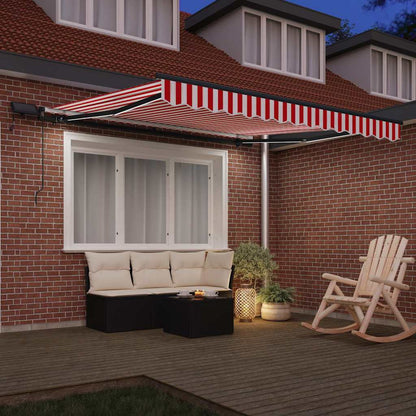 Retractable Awning Manual Red and white 300 x 250 cm Fabric
