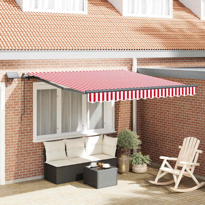 Retractable Awning Manual Red and white 300 x 250 cm Fabric