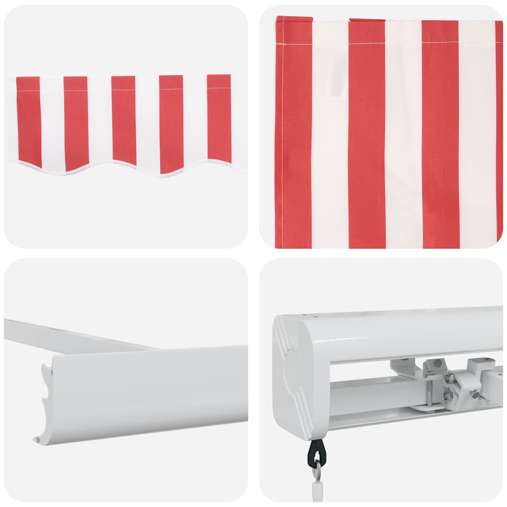 Retractable Awning Red and White 300 x 250 cm Fabric and Metal