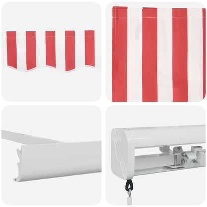 Retractable Awning Red and White 300 x 250 cm Fabric and Metal