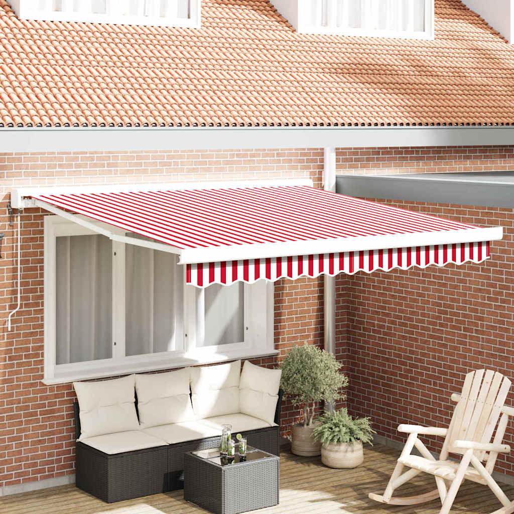 Retractable Awning Red and white 300 x 250 cm Fabric and Metal