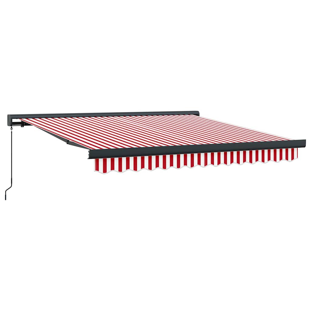 Retractable Awning Red and White 300 x 250 cm Fabric and Metal