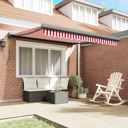 Retractable Awning Red and white 300 x 250 cm Fabric and Metal