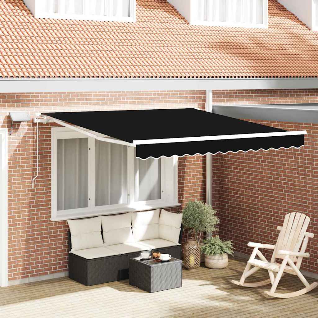 Retractable Awning with Manual Black 300 x 250 cm Fabric