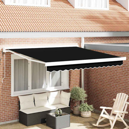 Retractable Awning Manual Black 300 x 250 cm Fabric and Metal