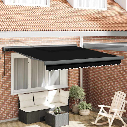 Retractable Awning Black 300 x 250 cm Fabric and Metal
