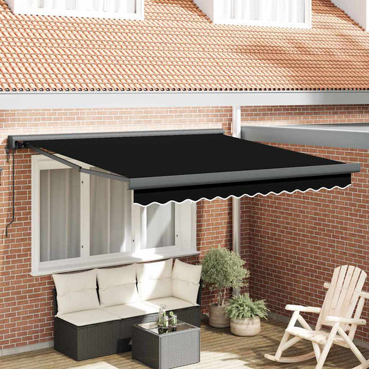 Retractable Awning Manual Black 300 x 250 cm Fabric and Metal