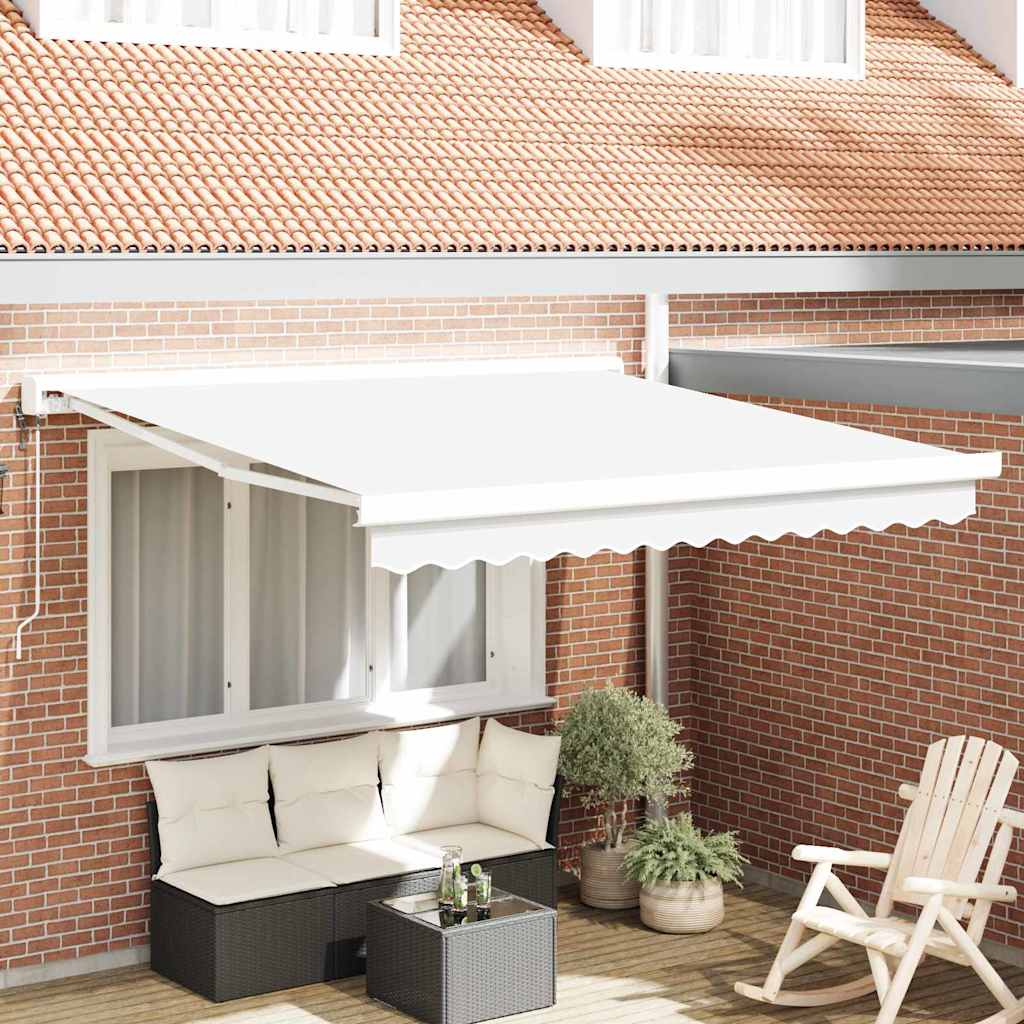 Retractable Awning Manual White 300 x 250 cm Fabric and Metal