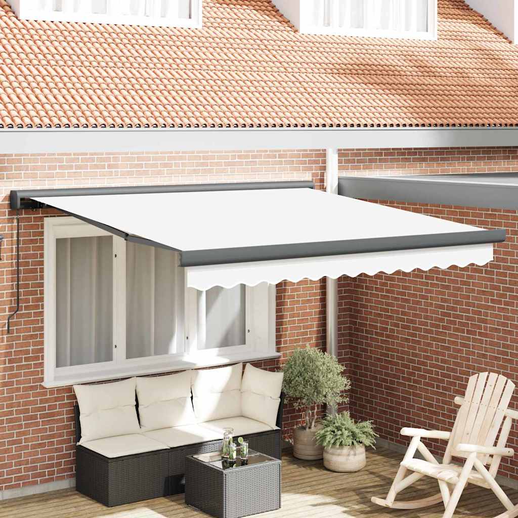 Retractable Awning White 300 x 250 cm Fabric and Metal