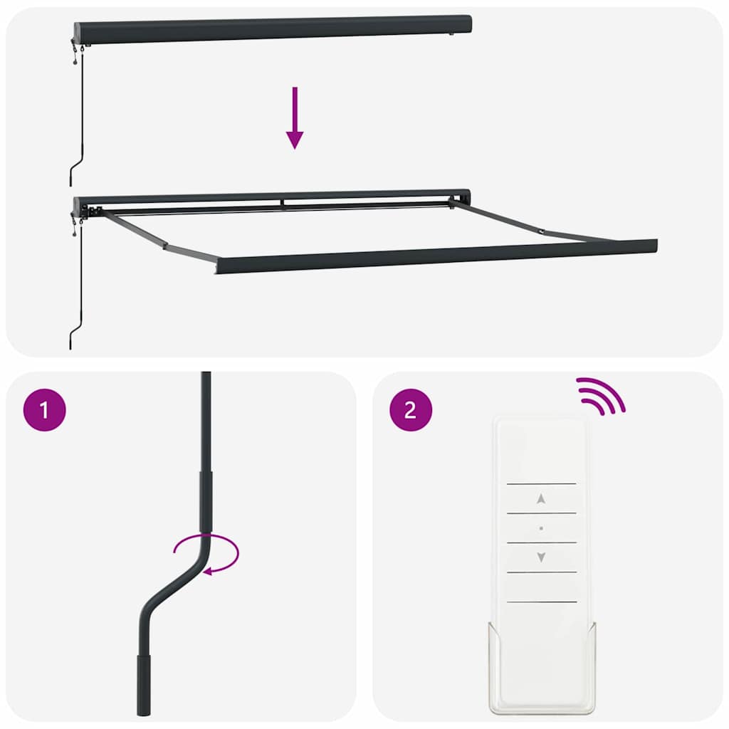 Retractable Awning Manual White 300 x 250 cm Fabric and Metal
