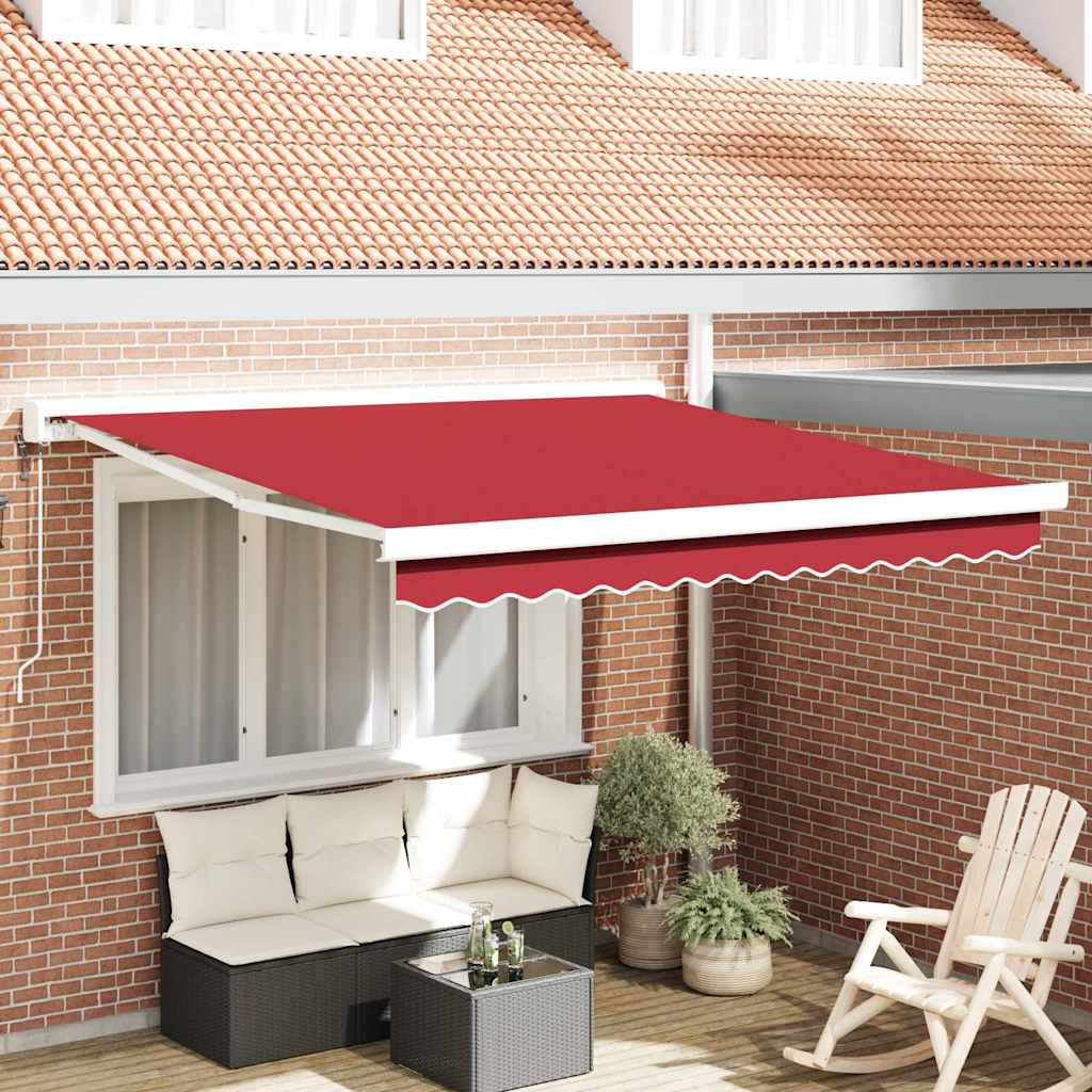 Retractable Awning Manual Red 300 x 250 cm Fabric and Metal