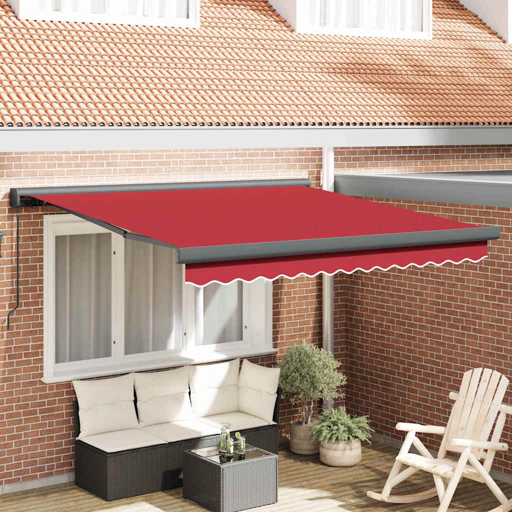 Retractable Awning Red 300 x 250 cm Fabric and Metal