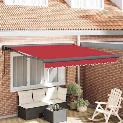 Retractable Awning Manual Red 300 x 250 cm Fabric and Metal