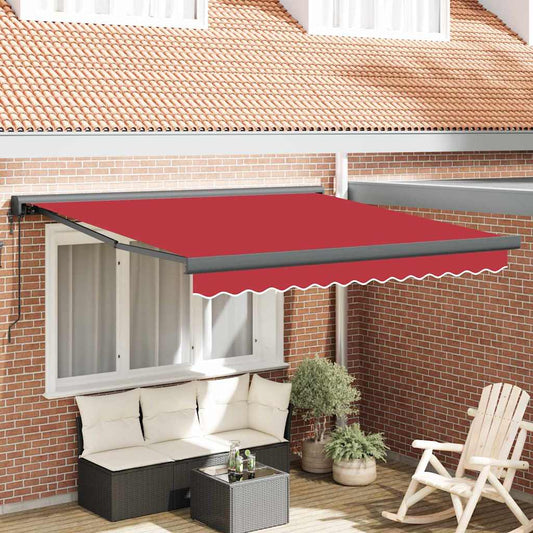 Retractable Awning Manual Red 300 x 250 cm Fabric and Metal
