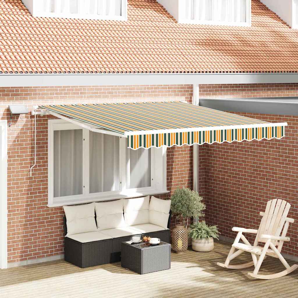 Retractable Awning with Green and yellow 300 x 250 cm Fabric