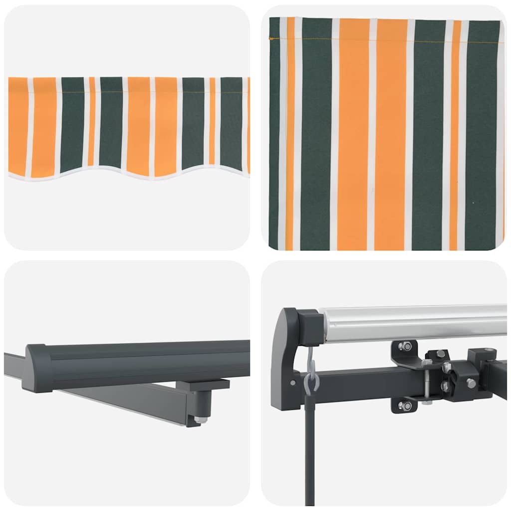 Retractable Awning Manual Green and yellow 300 x 250 cm Fabric